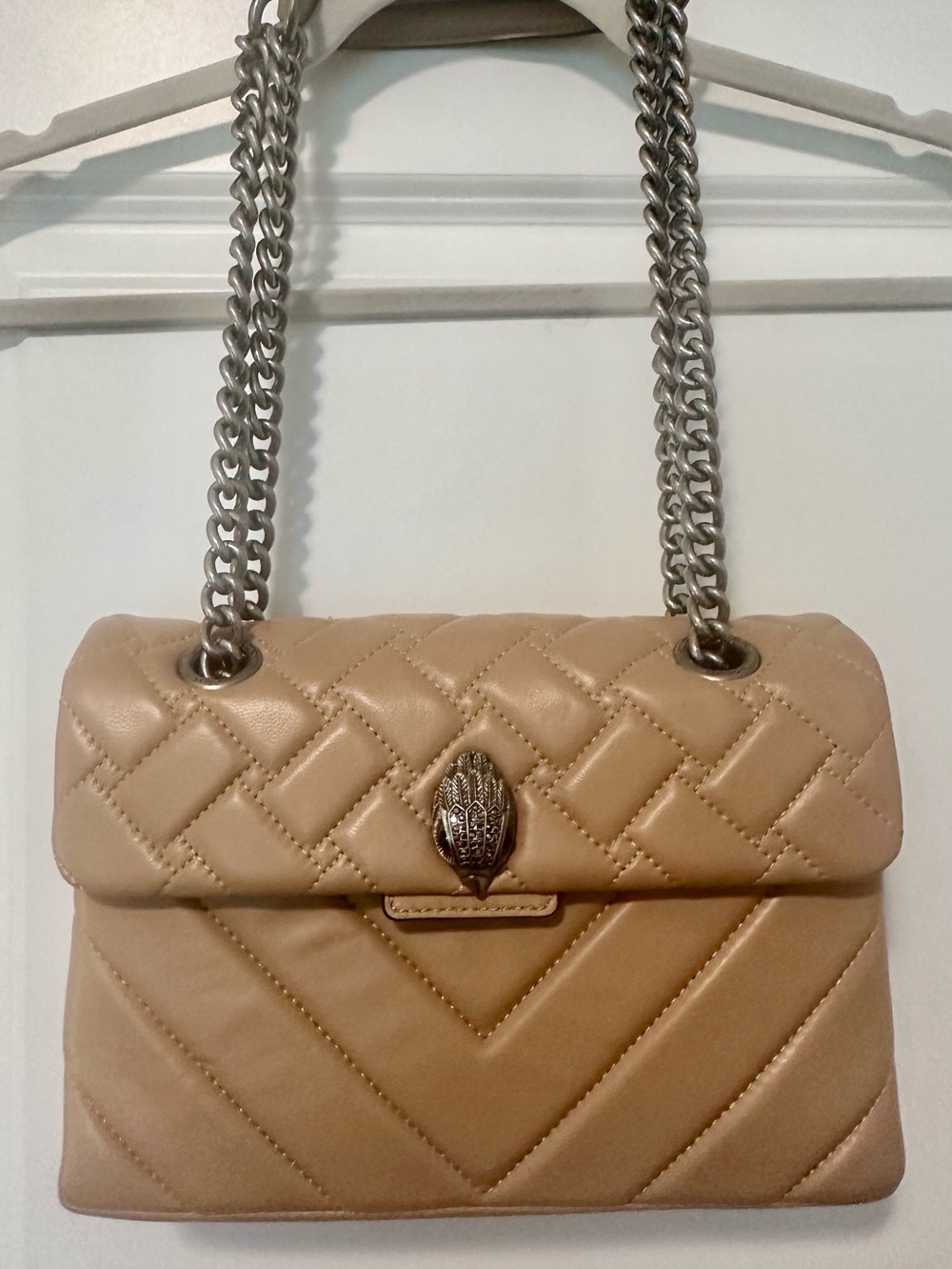 Kurt Geiger Quilted Camel Leather Shoulder Bag converts to crossbody - Picture 2 of 11